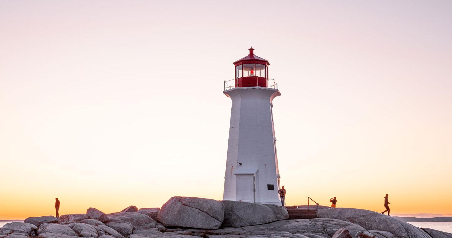 A lighthouse at dusk